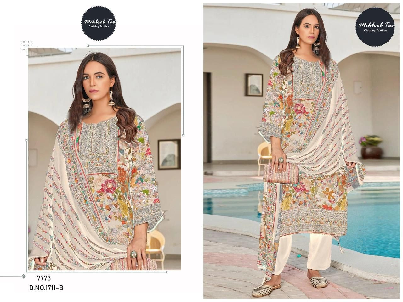 1711-B Mehboob Tex Printed Karachi Unstitched Suits