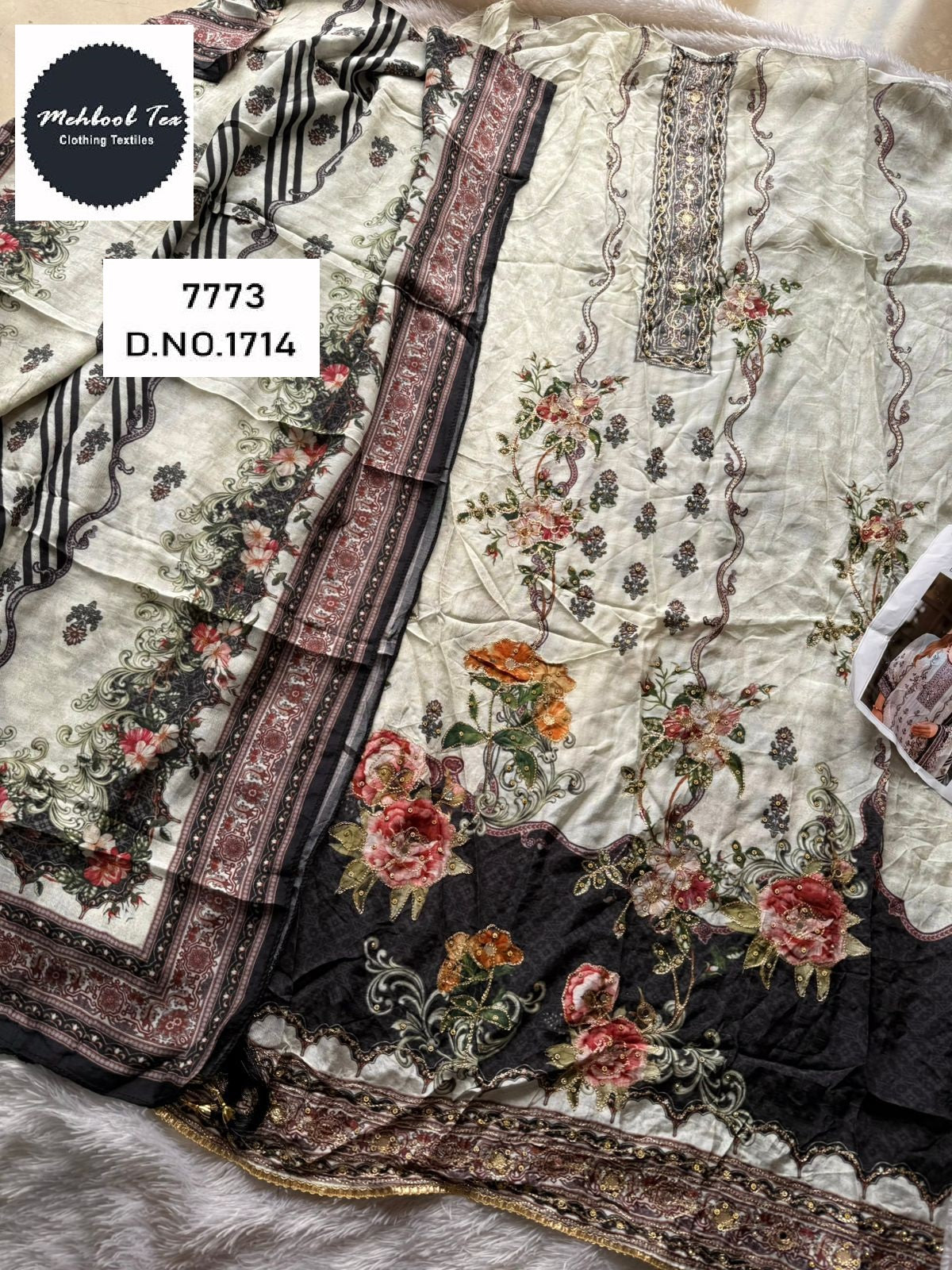 1714 Mehboob Tex Printed Karachi Unstitched Suits