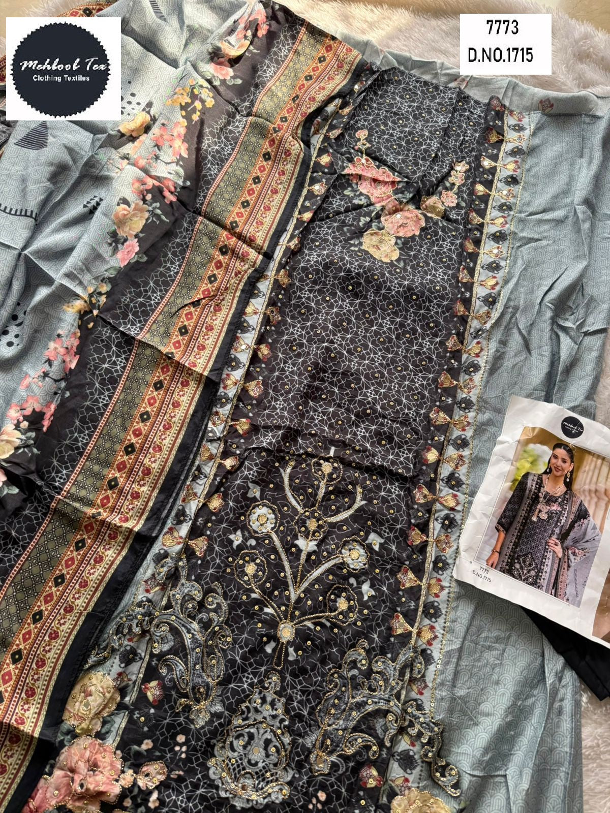 1715 Mehboob Tex Printed Karachi Unstitched Suits