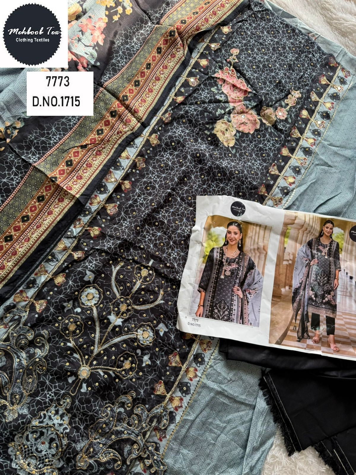 1715 Mehboob Tex Printed Karachi Unstitched Suits