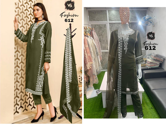 612Mehndi Green Vs Fashion Pakistani Readymade Suits