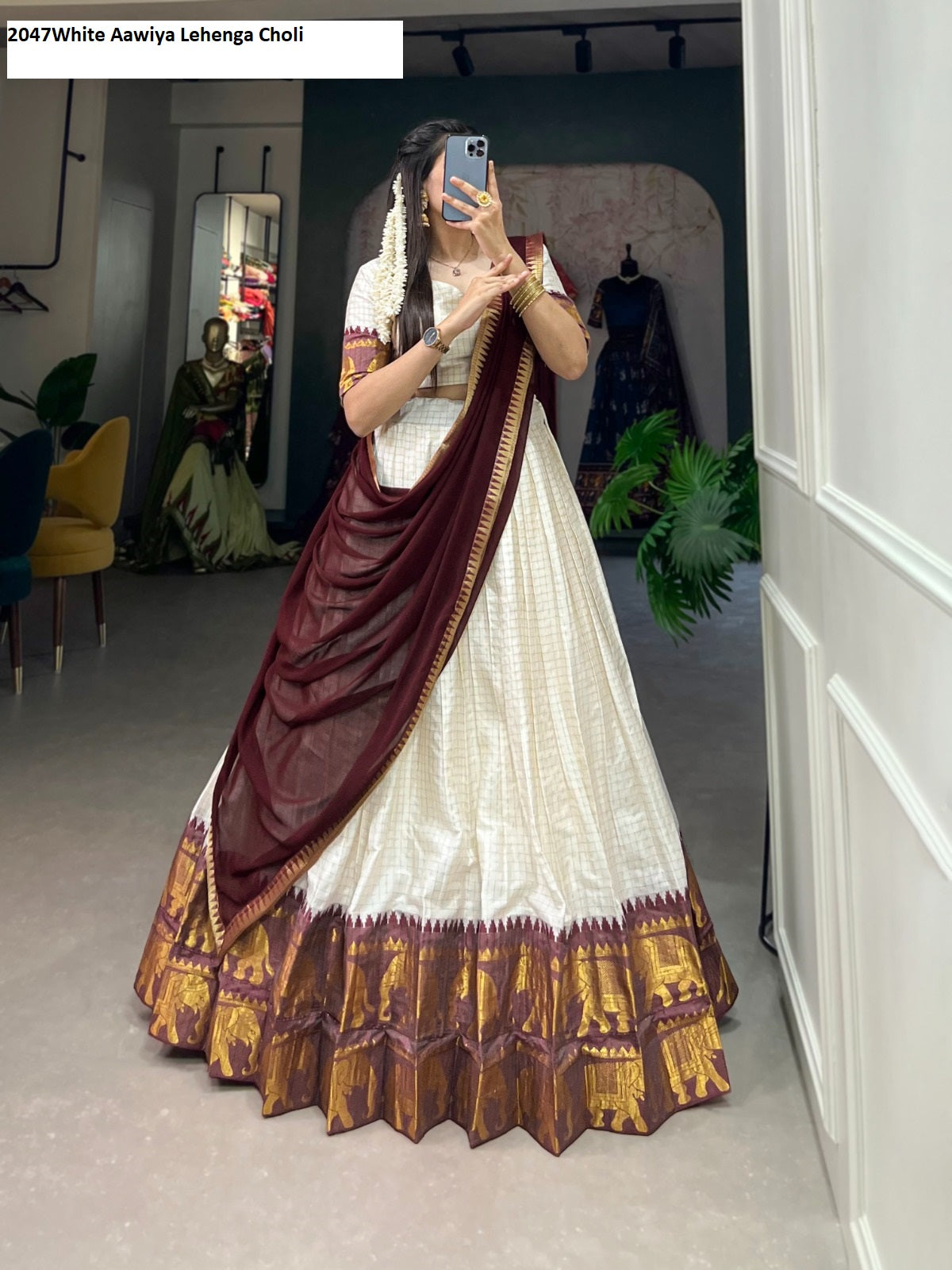 2047White Aawiya Lehenga Choli
