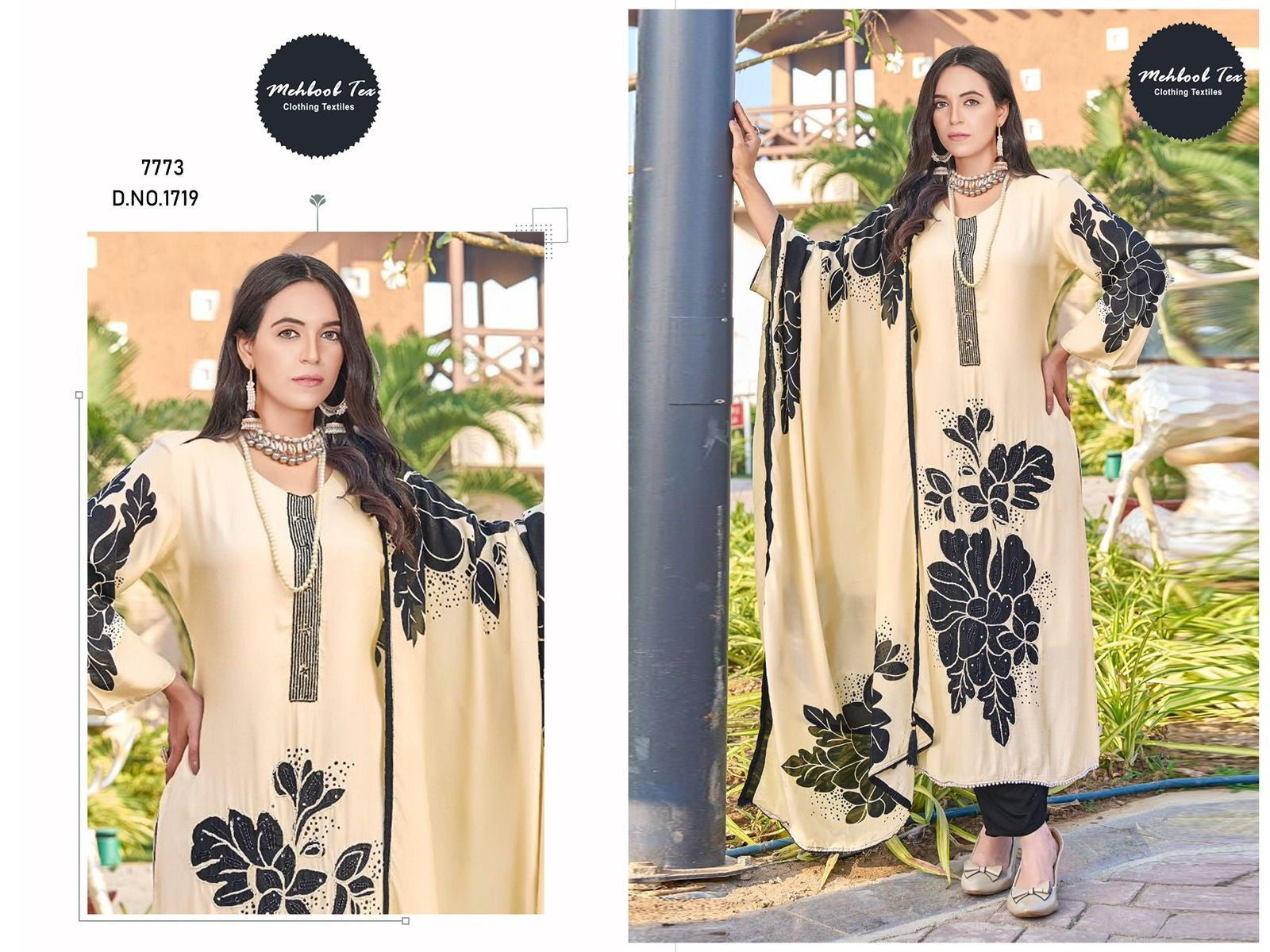 1719 Mehboob Tex Viscose Karachi Unstitched Suits
