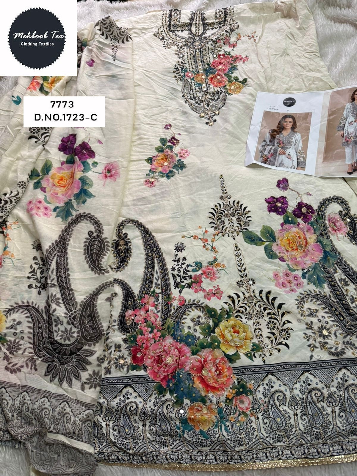 1723-C Mehboob Tex Printed Karachi Unstitched Suits
