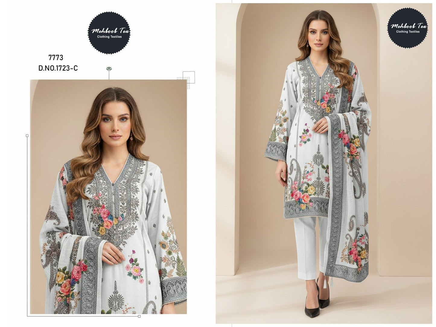 1723-C Mehboob Tex Printed Karachi Unstitched Suits