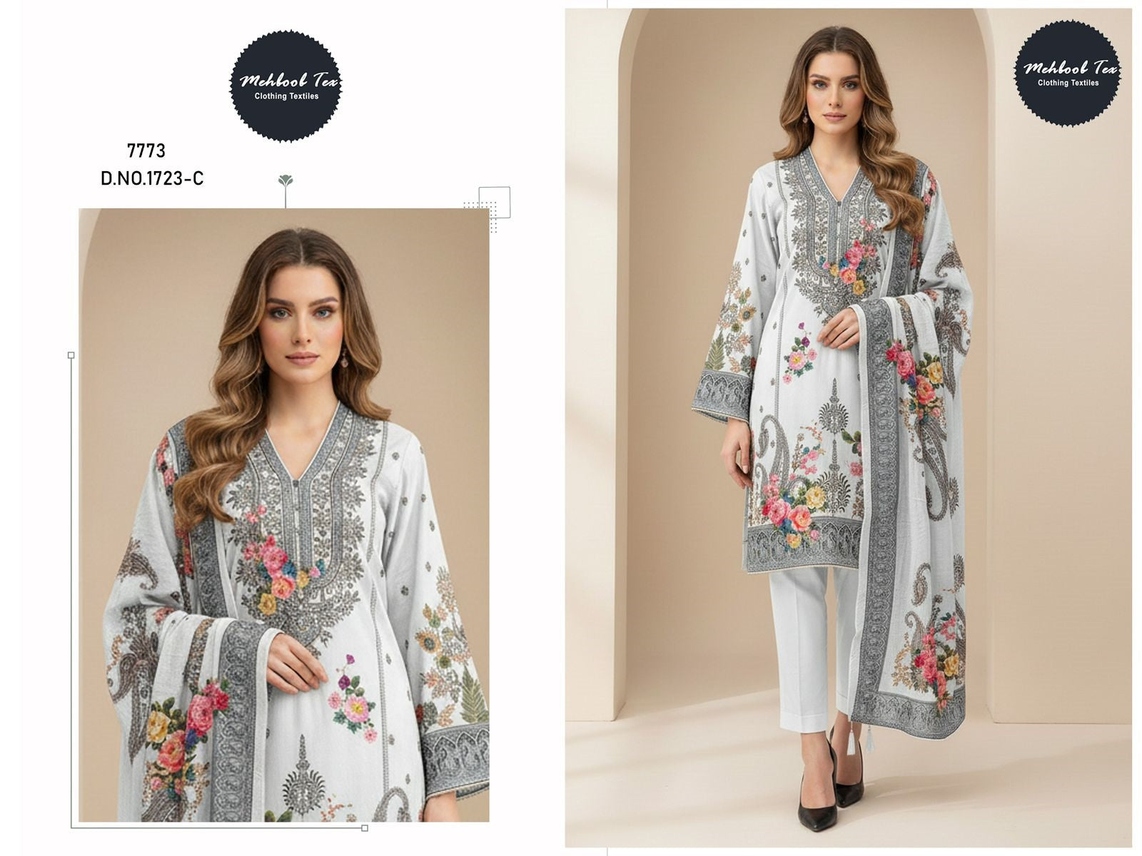 1723-C Mehboob Tex Printed Karachi Unstitched Suits