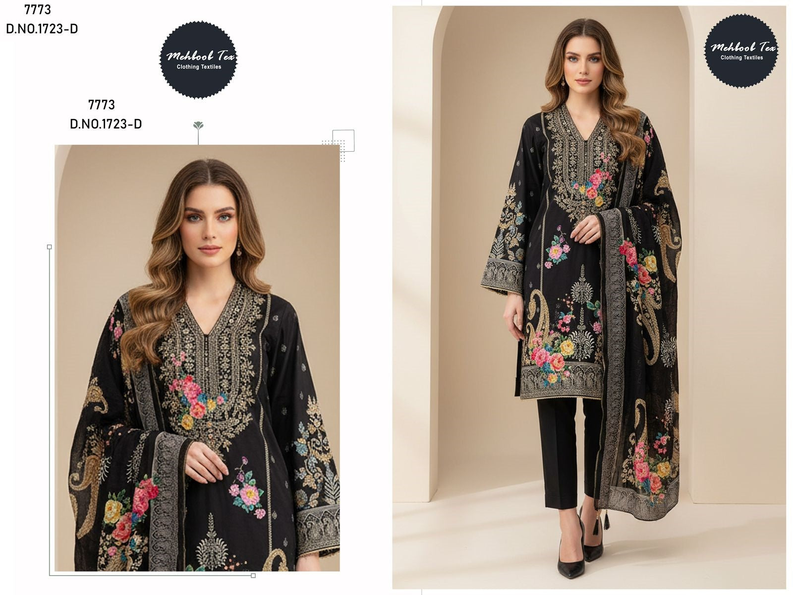 1723-D Mehboob Tex Printed Karachi Unstitched Suits