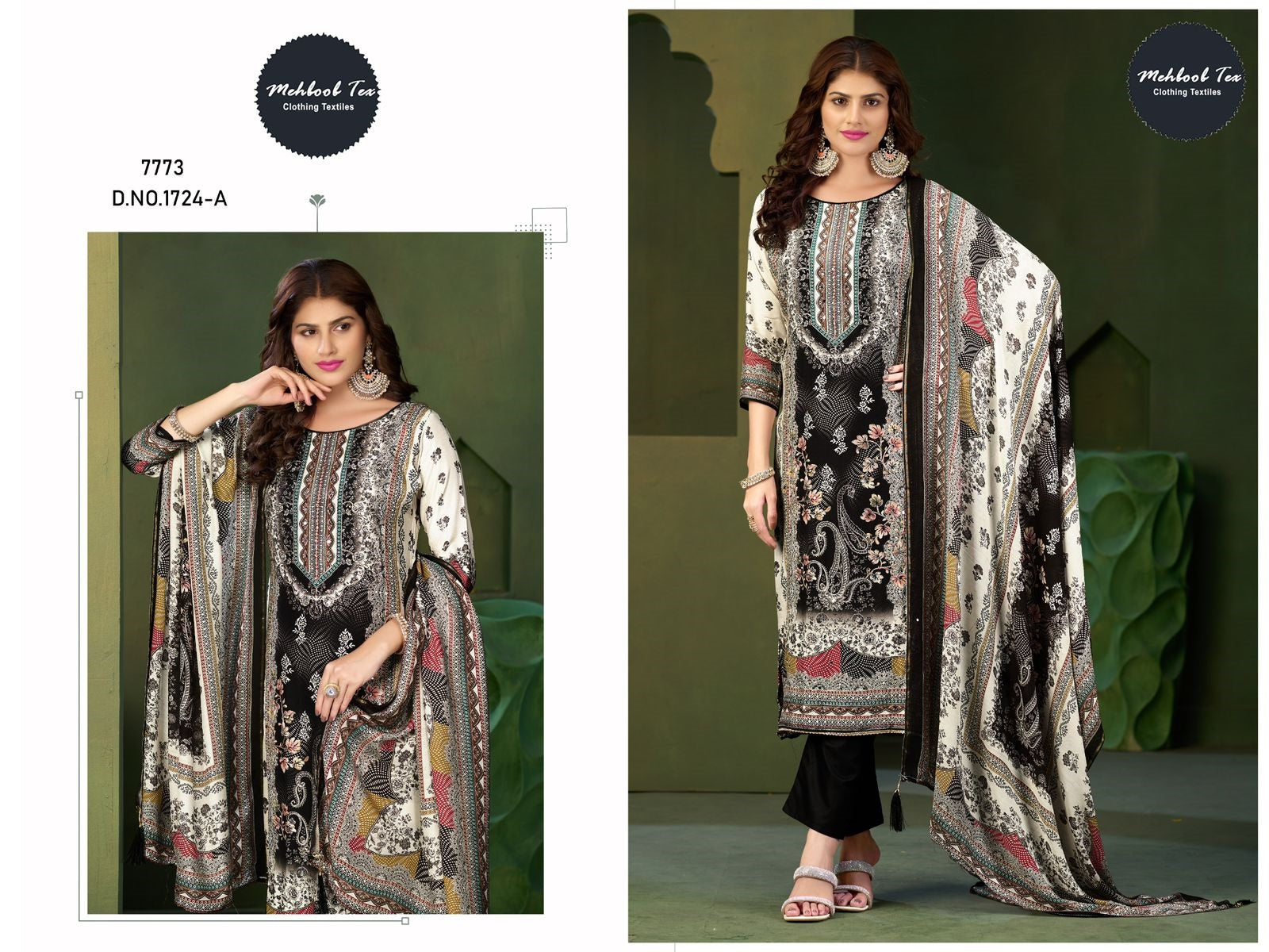 1724-A Mehboob Tex Pure Viscose Karachi Unstitched Suits