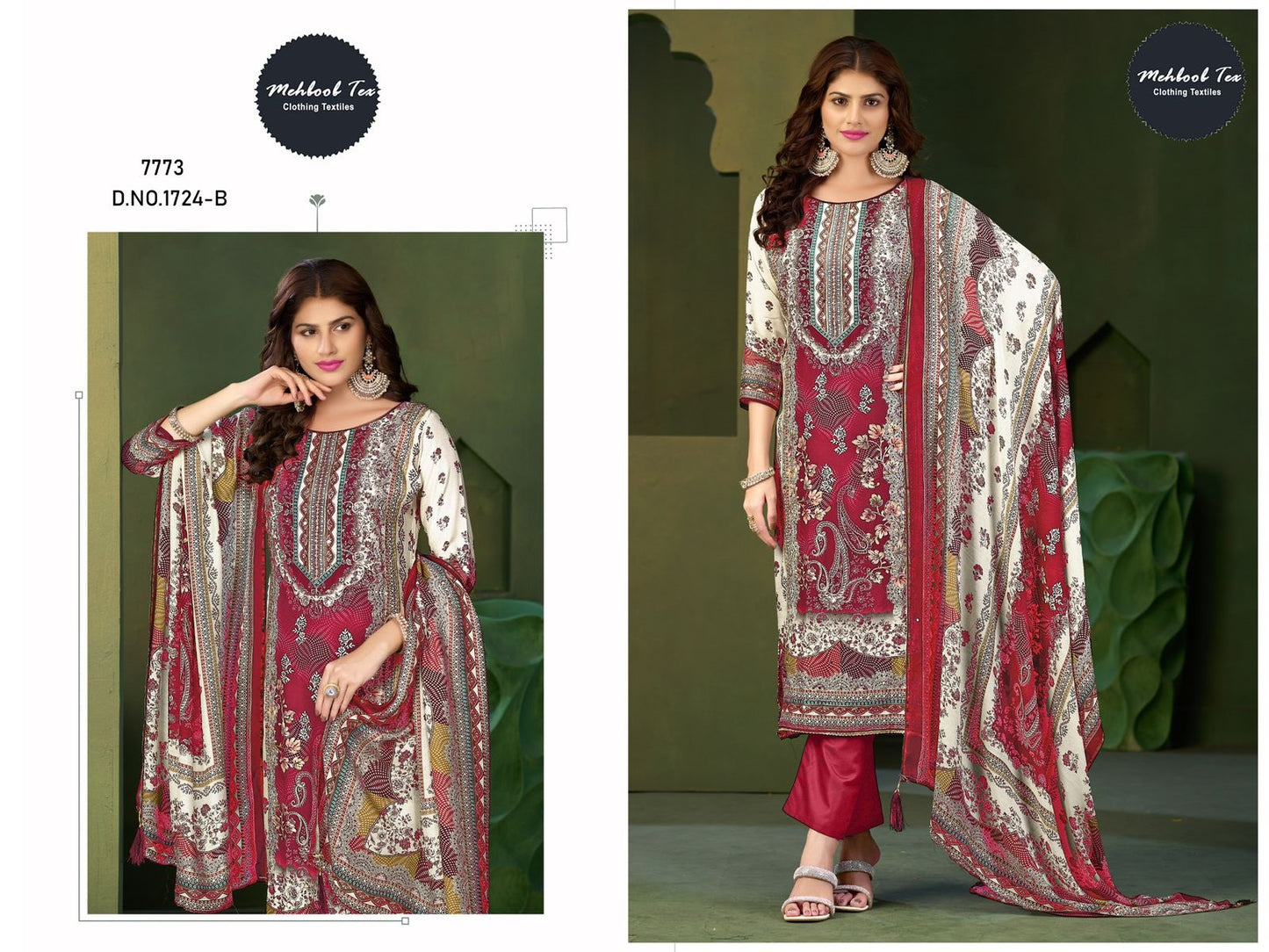 1724-B Mehboob Tex Pure Viscose Karachi Unstitched Suits