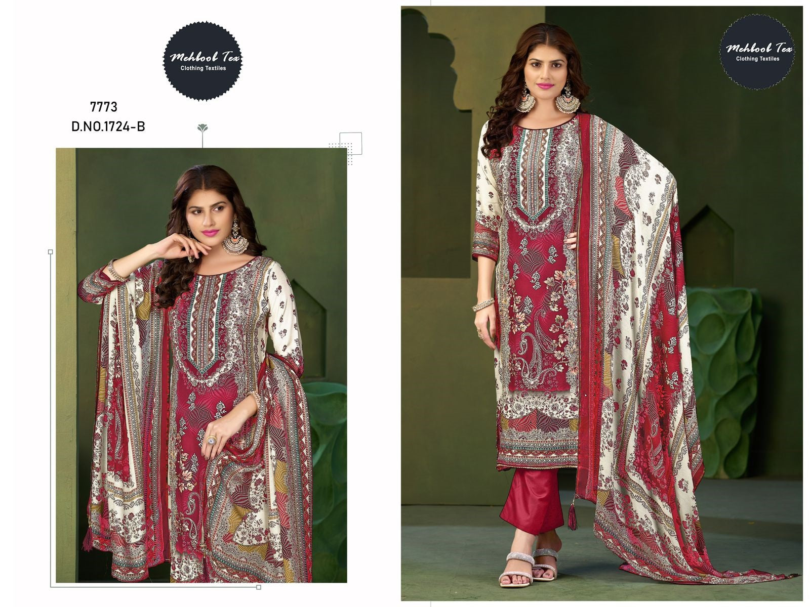 1724-B Mehboob Tex Pure Viscose Karachi Unstitched Suits