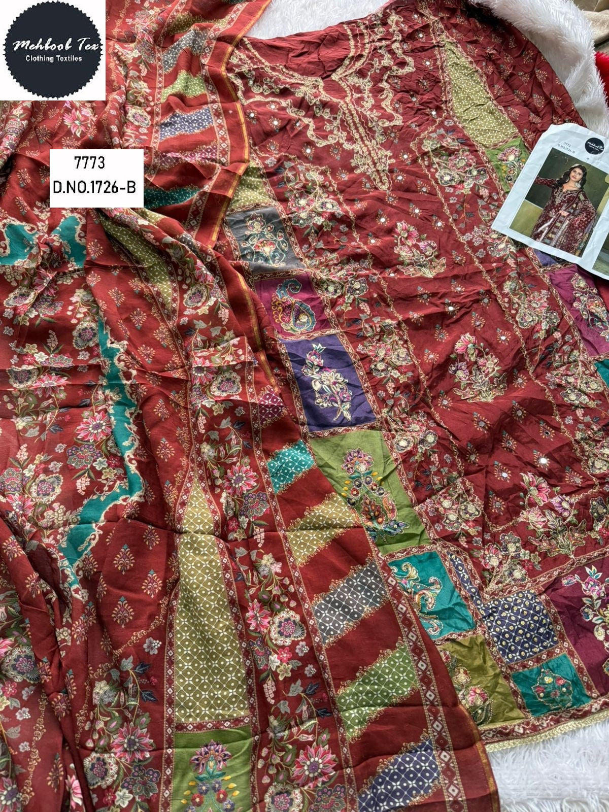 1726-B Mehboob Tex Printed Karachi Unstitched Suits