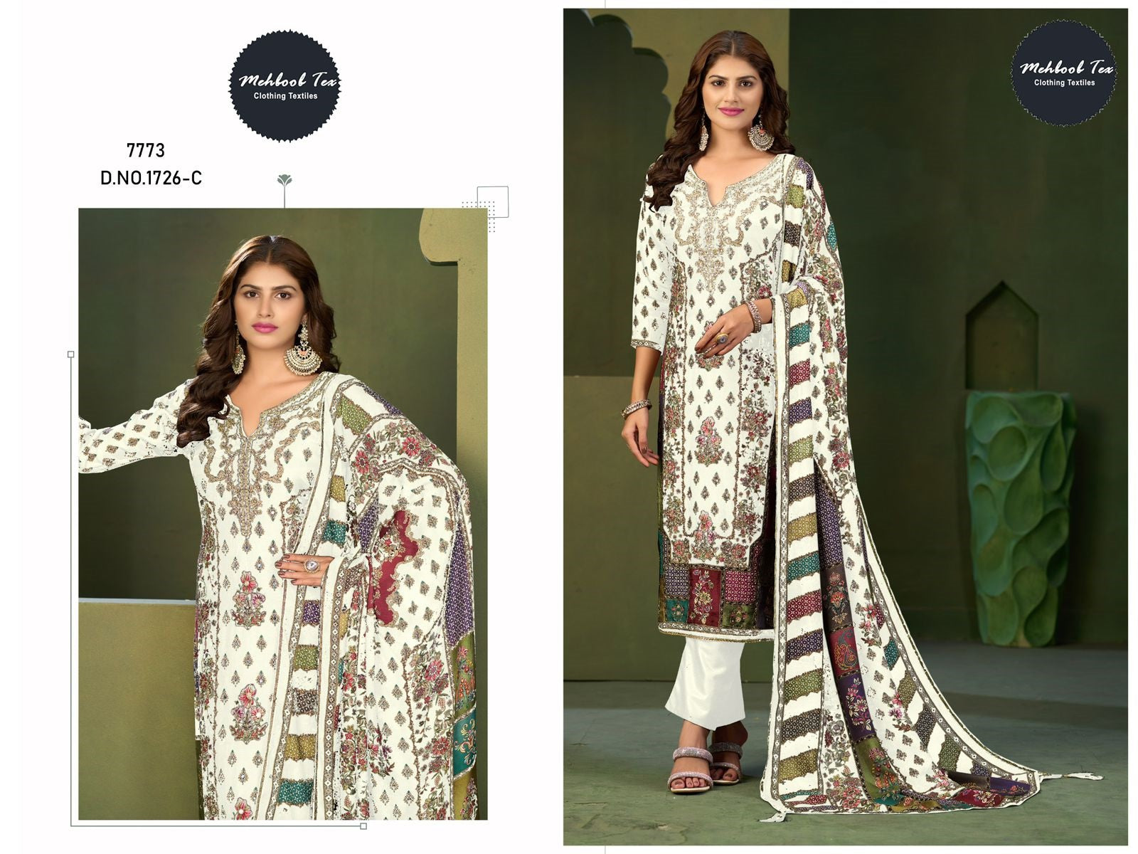 1726-C Mehboob Tex Printed Karachi Unstitched Suits