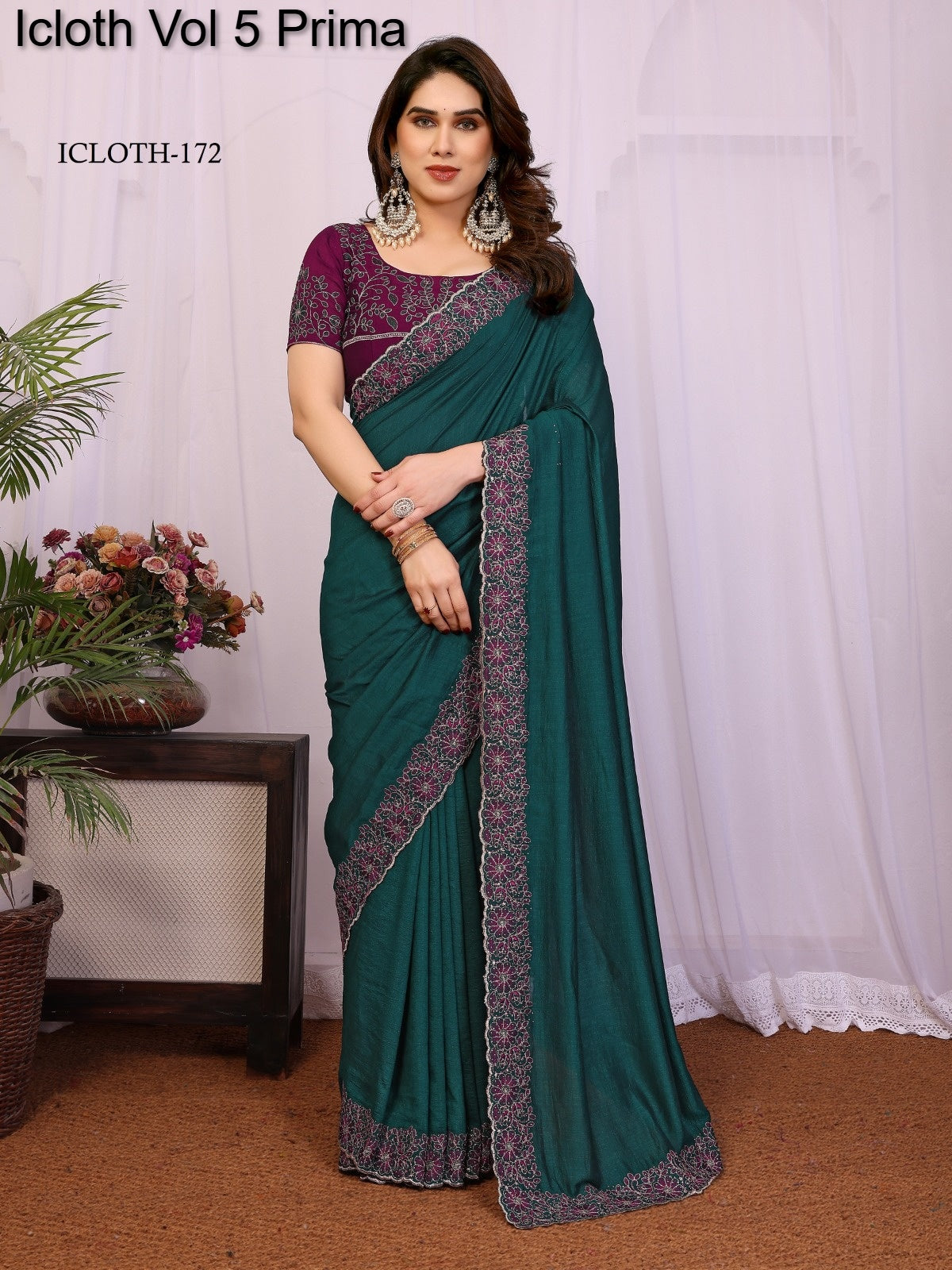 172 Icloth Vol 5 Prima Pure Vichitra Silk Sarees
