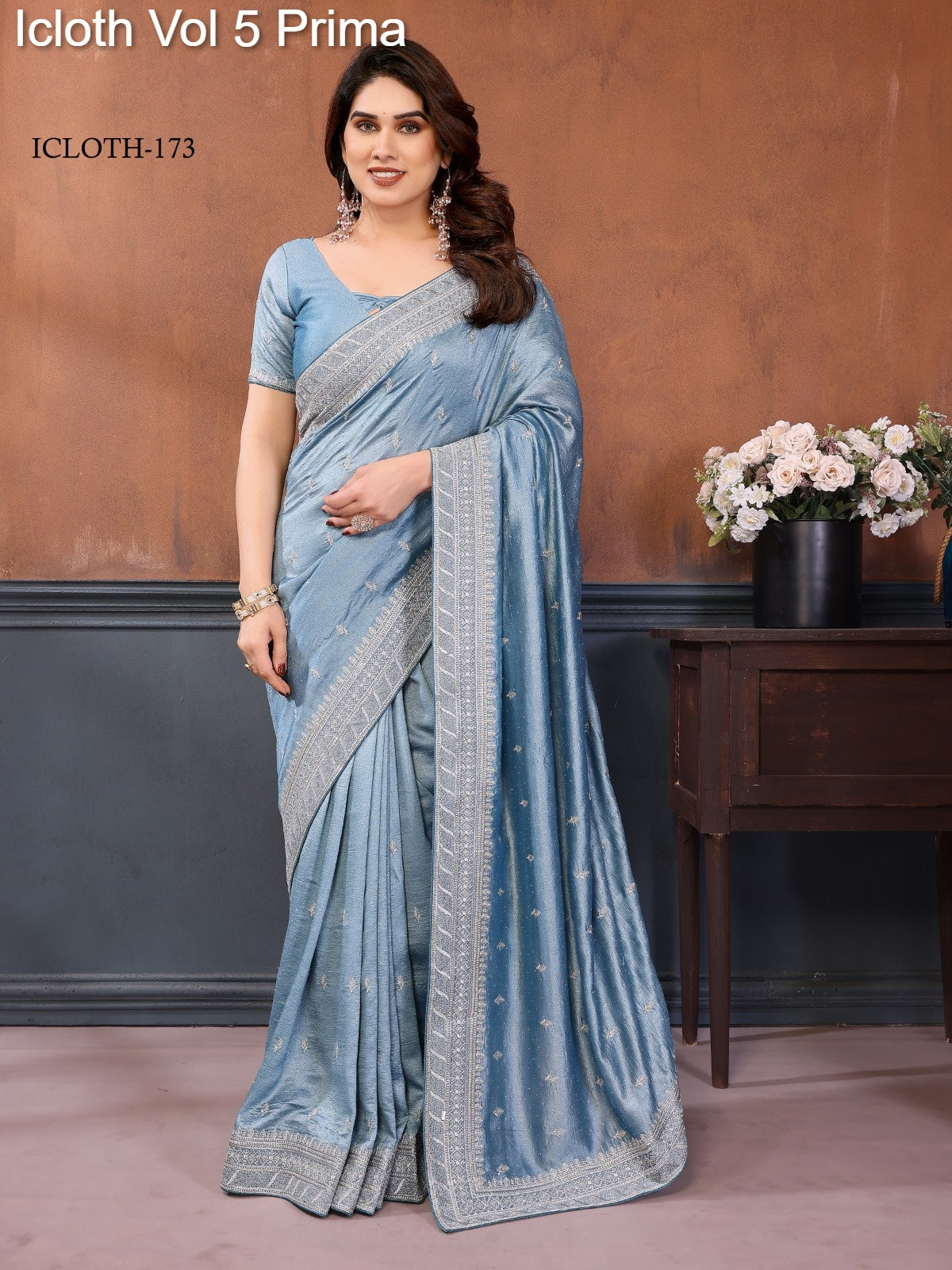 173 Icloth Vol 5 Prima Pure Vichitra Silk Sarees