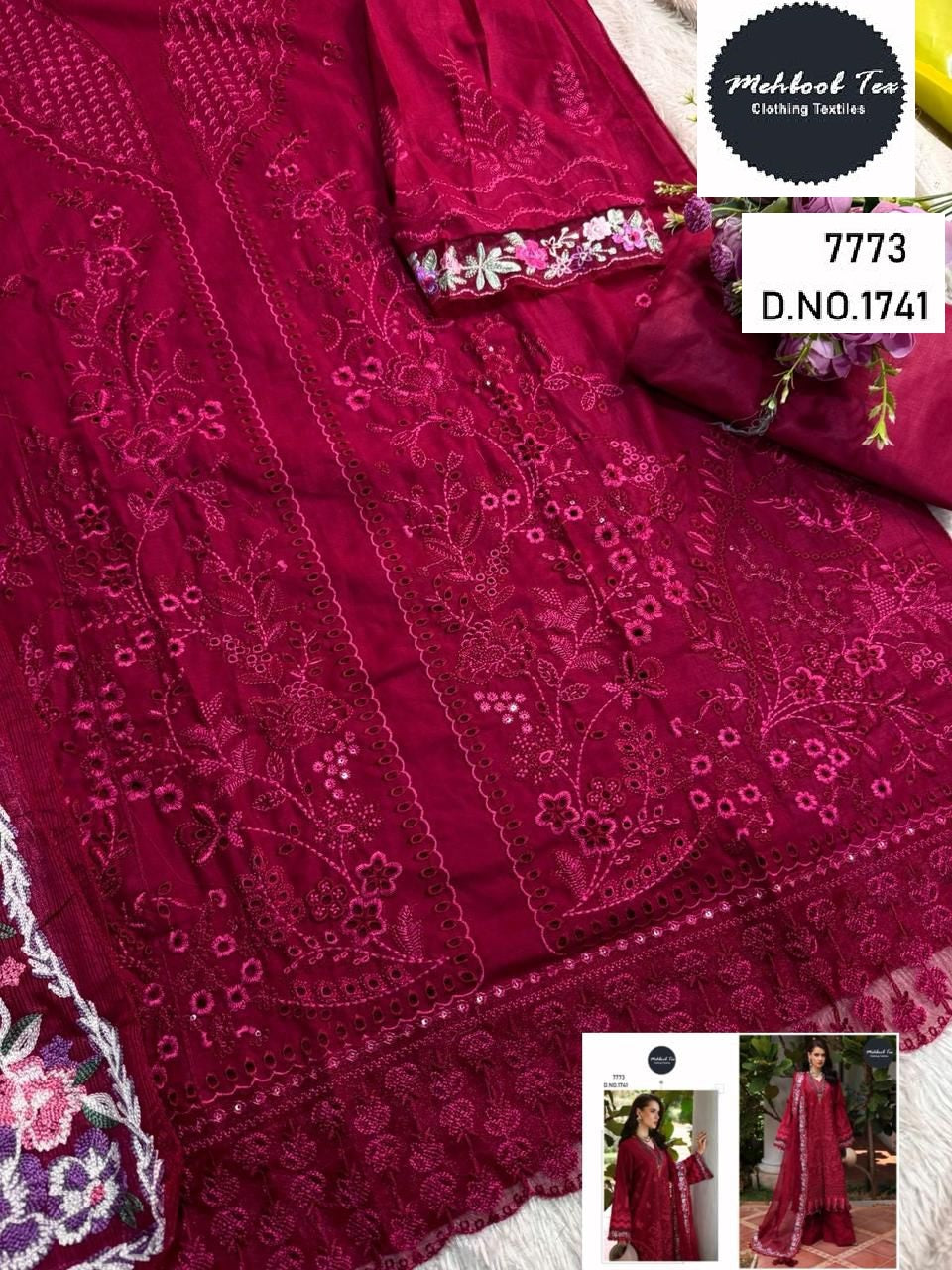 1741 Mehboob Tex Embroidery Pakistani Salwar Suits