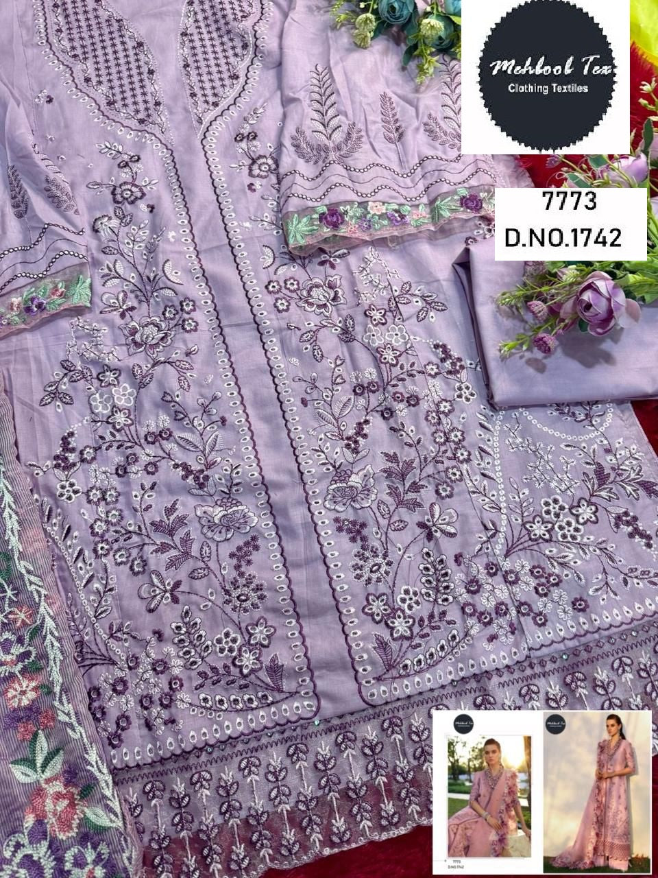 1742 Mehboob Tex Embroidery Pakistani Salwar Suits