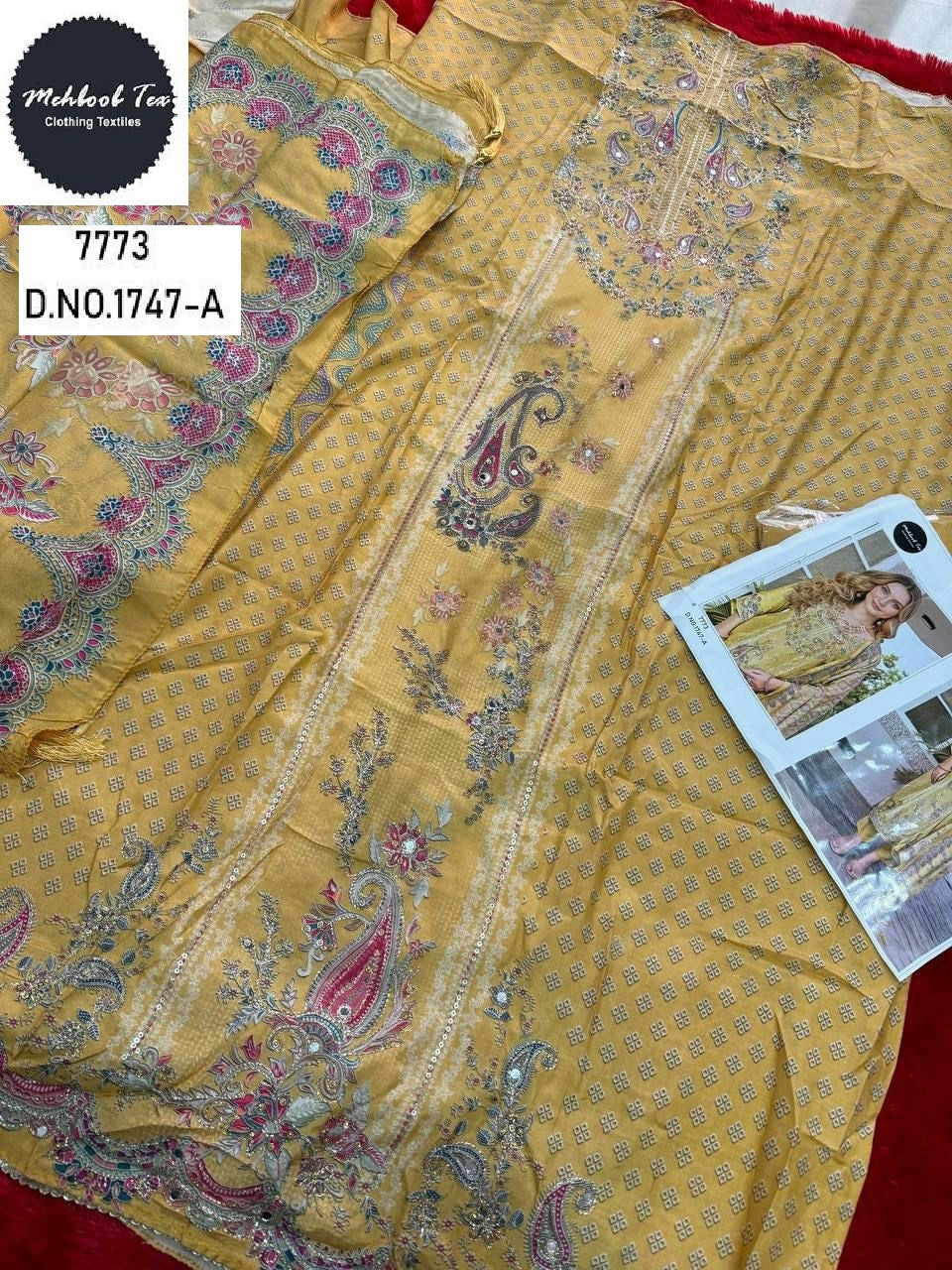 1747-A Mehboob Tex Pure Viscose Karachi Unstitched Suits
