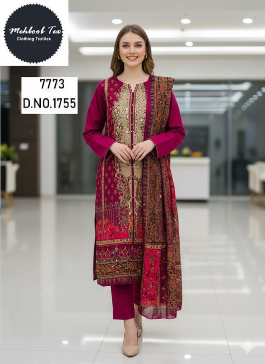1755 Mehboob Tex Pure Viscose Karachi Unstitched Suits