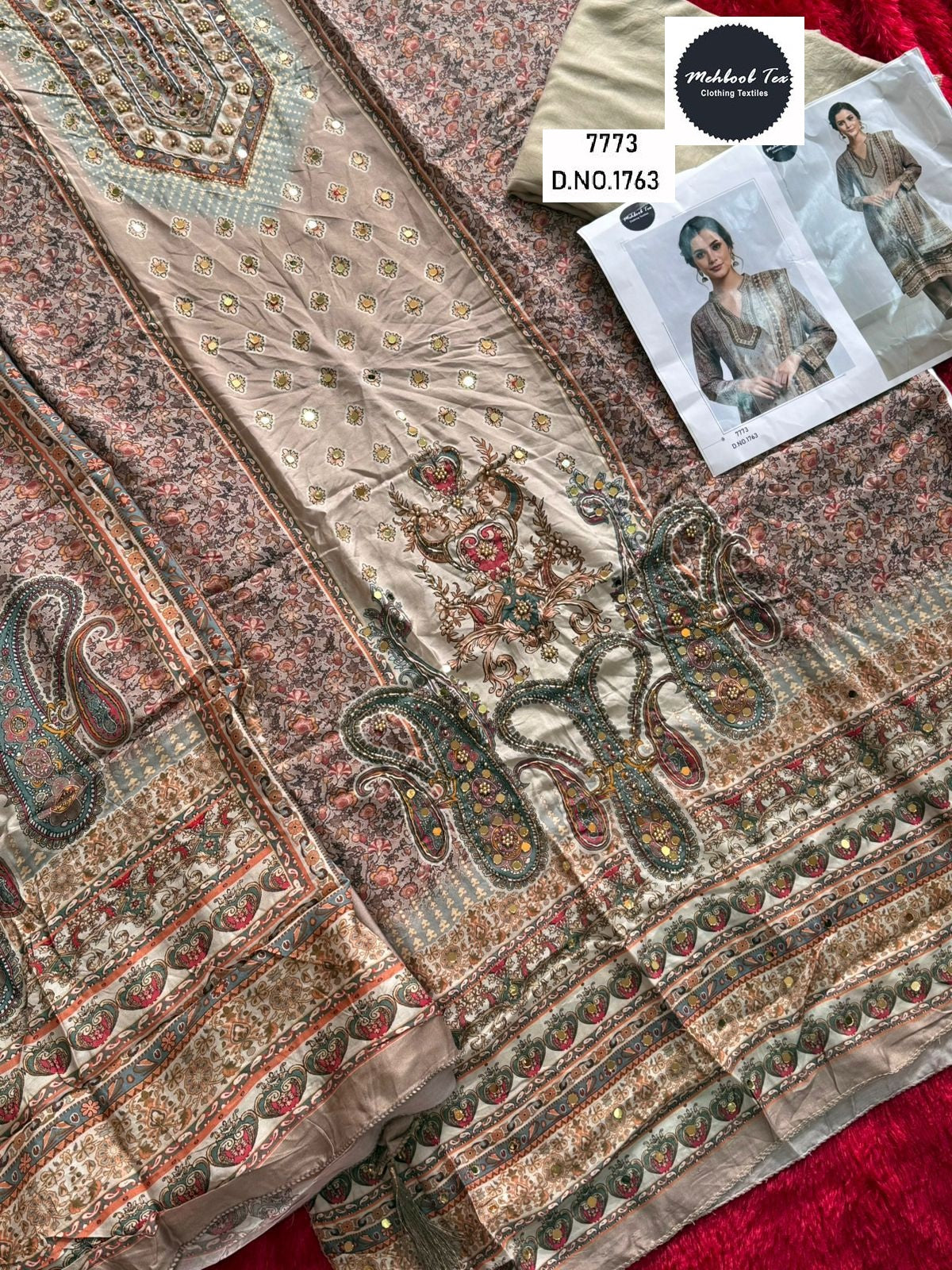 1763 Mehboob Tex Printed Karachi Unstitched Suits