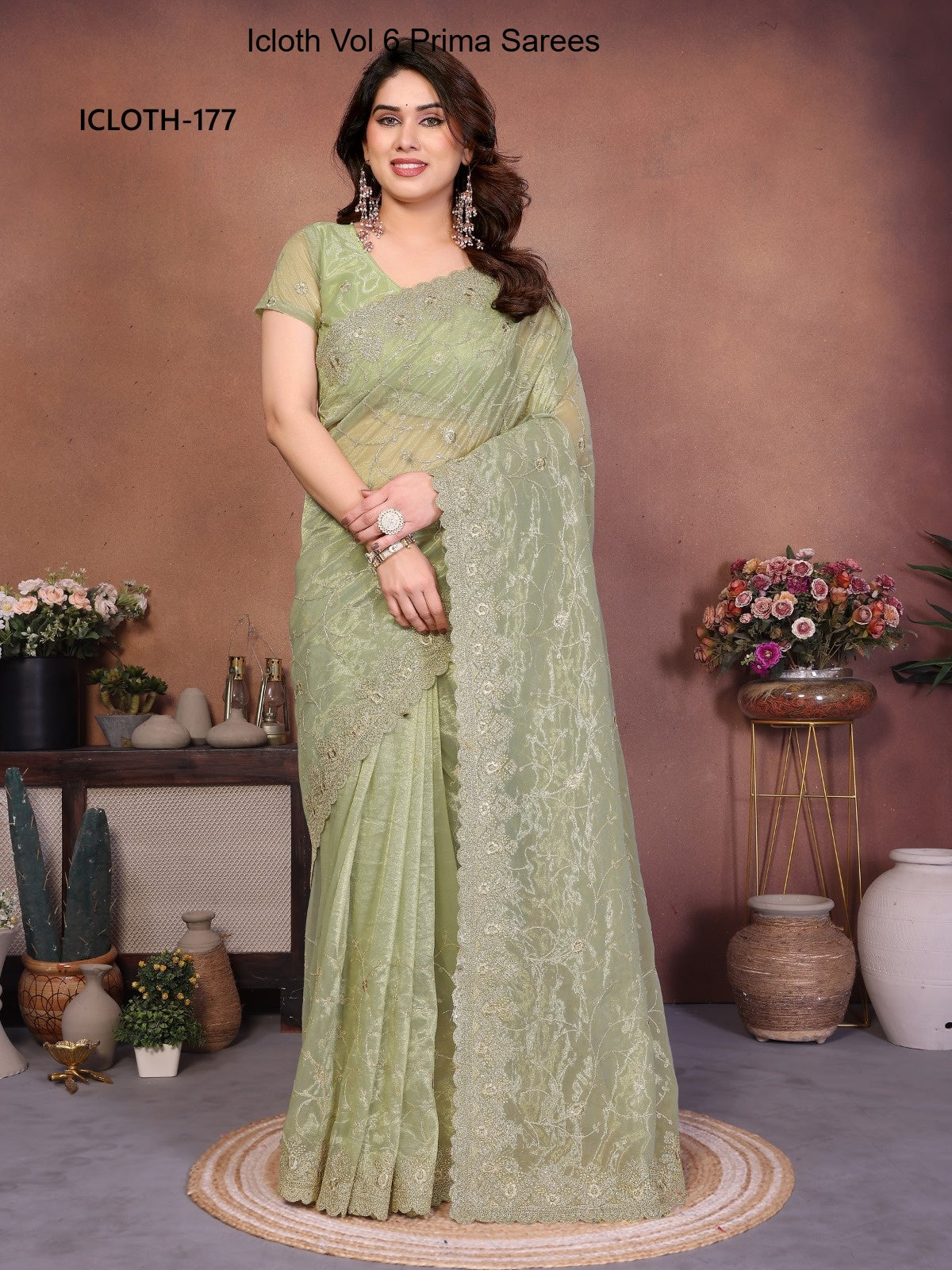 177 Icloth Vol 6 Prima Twill Net Sarees