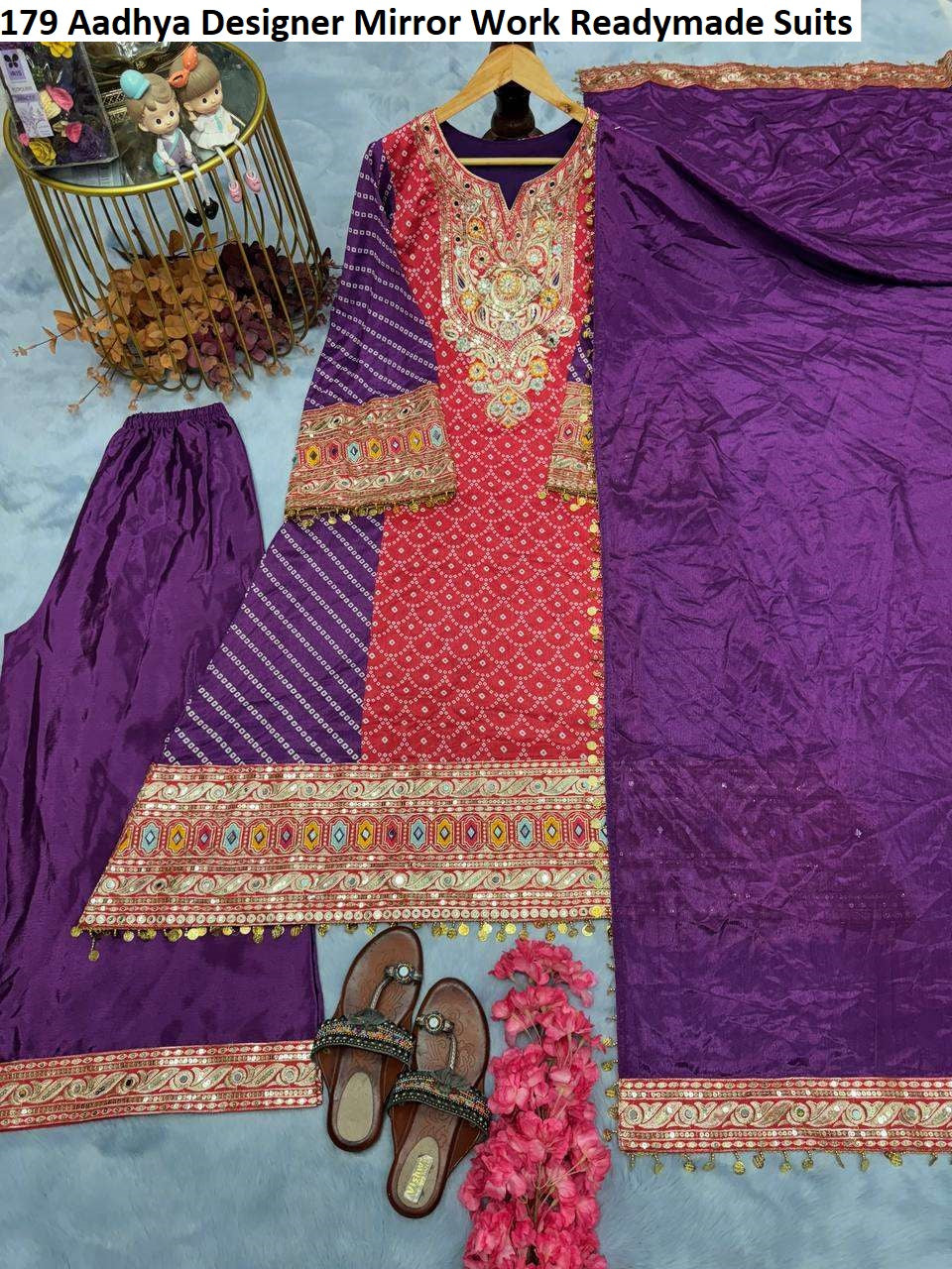 179 Aadhya Designer Mirror Work Readymade Suits