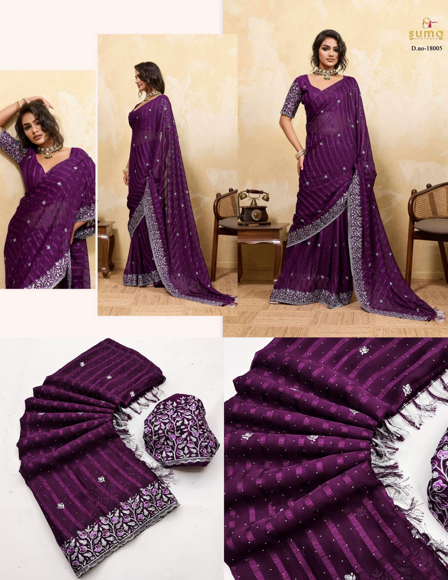 18005 Onemer Suma Designer Chiffon Sarees