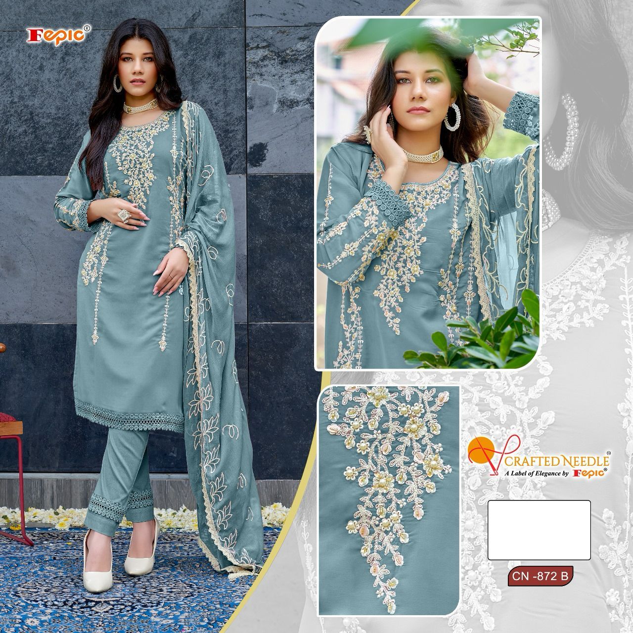 872B Crafted Needle Pakistani Readymade Suits