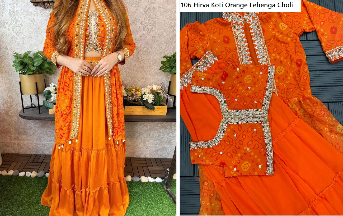 106 Orange Hirva Koti Lehenga Choli