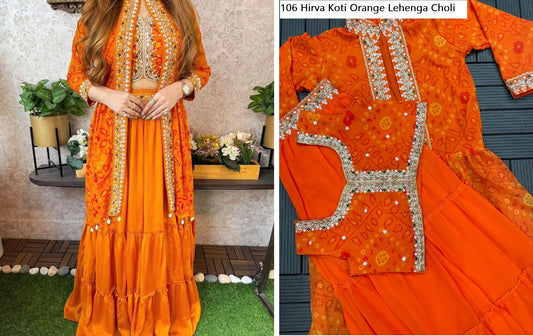 106 Orange Hirva Koti Lehenga Choli