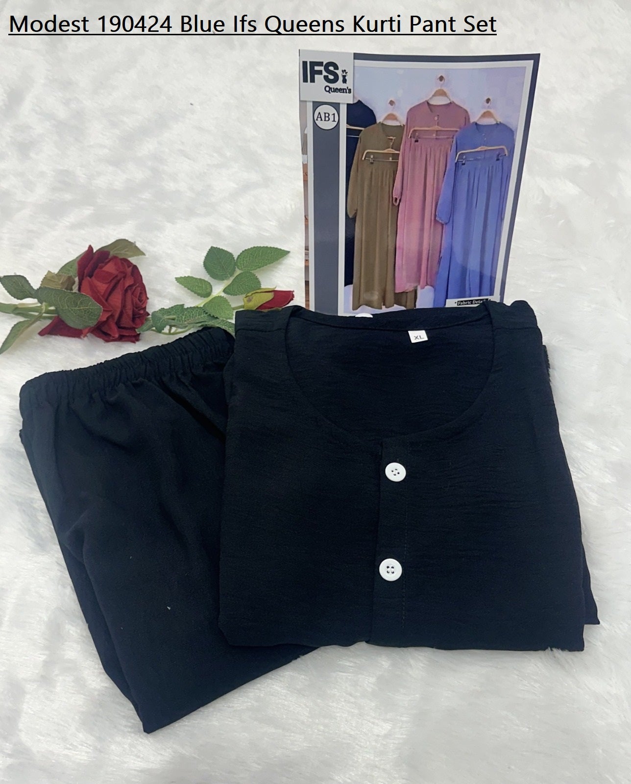 Modest 190424 Blue Ifs Queens Kurti Pant Set