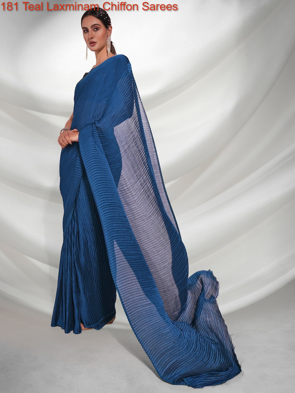 181 Teal Laxminam Chiffon Sarees
