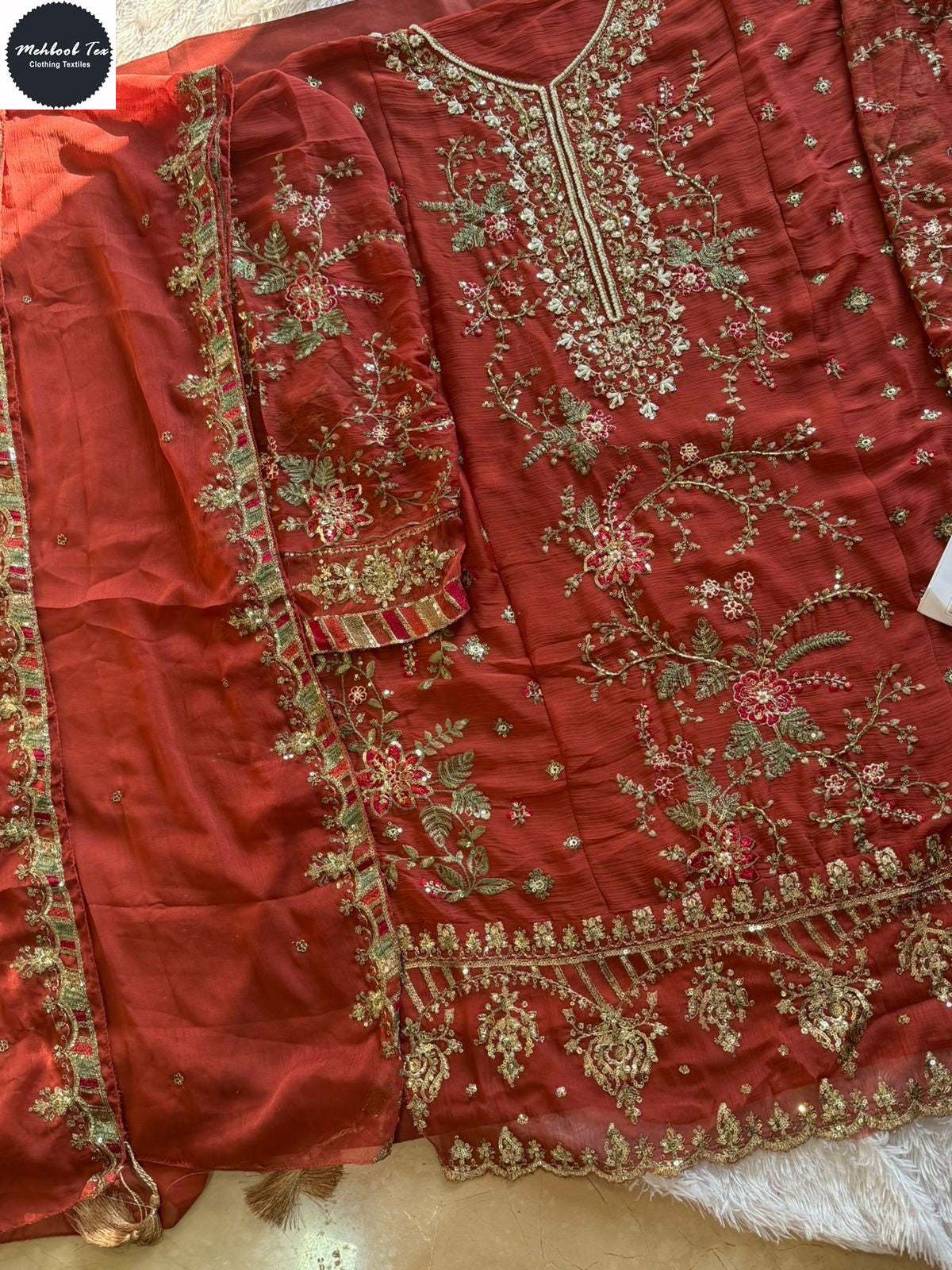 1828-G Maria B Chiffons Mehboob Tex Denting Pakistani Salwar Suits