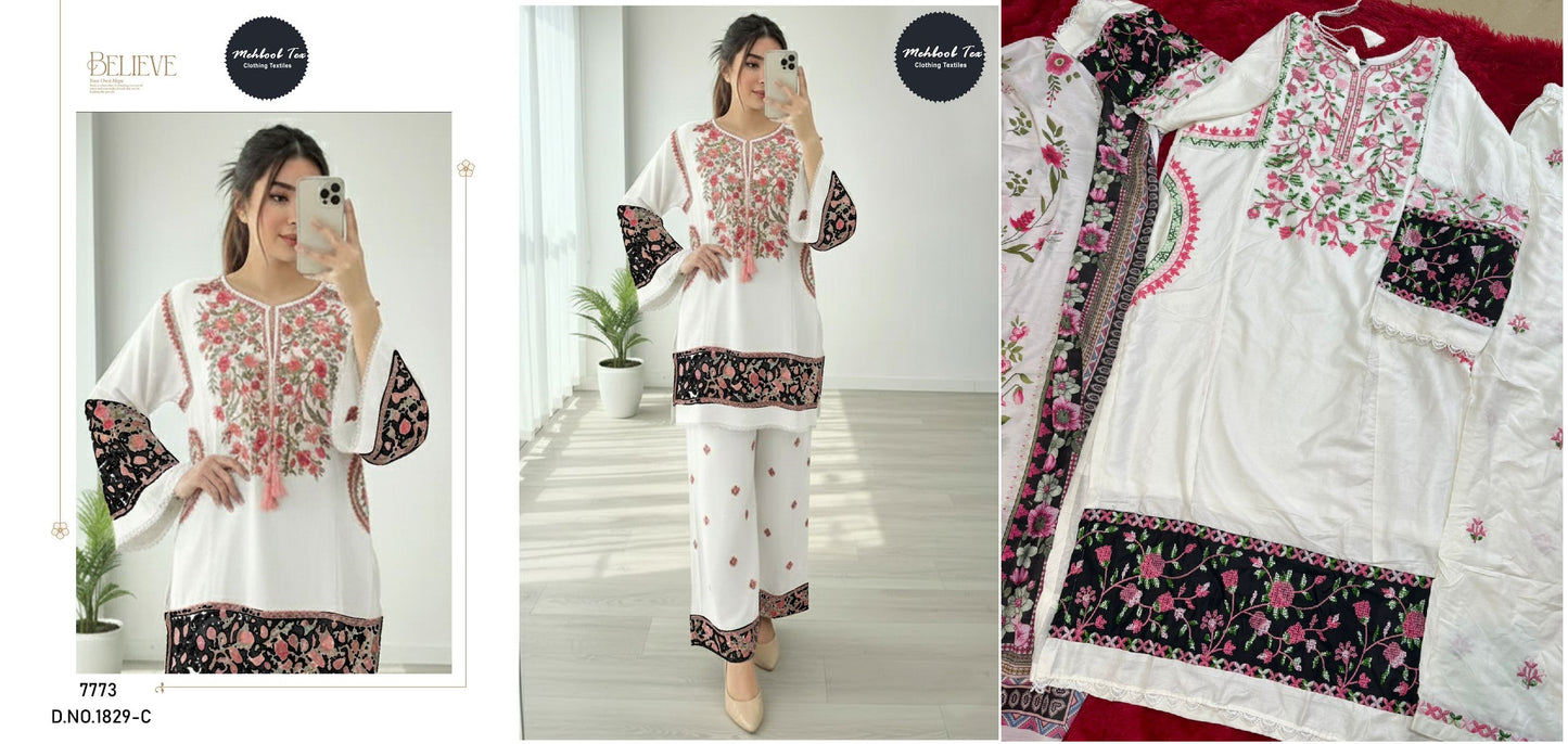 1829-C Mehboob Tex Pure Rayon Pakistani Salwar Suits