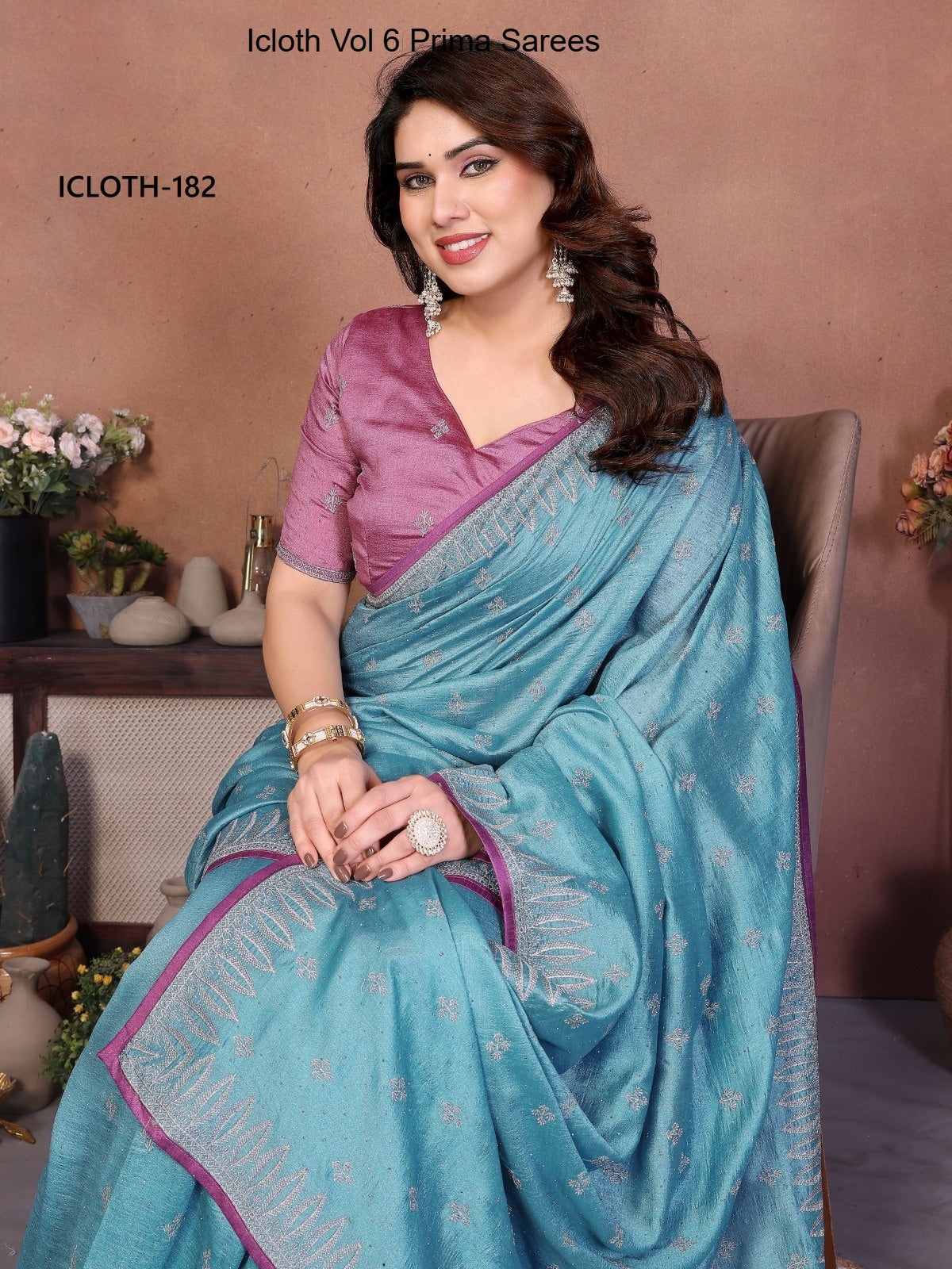 182 Icloth Vol 6 Prima Vichitra Silk Sarees