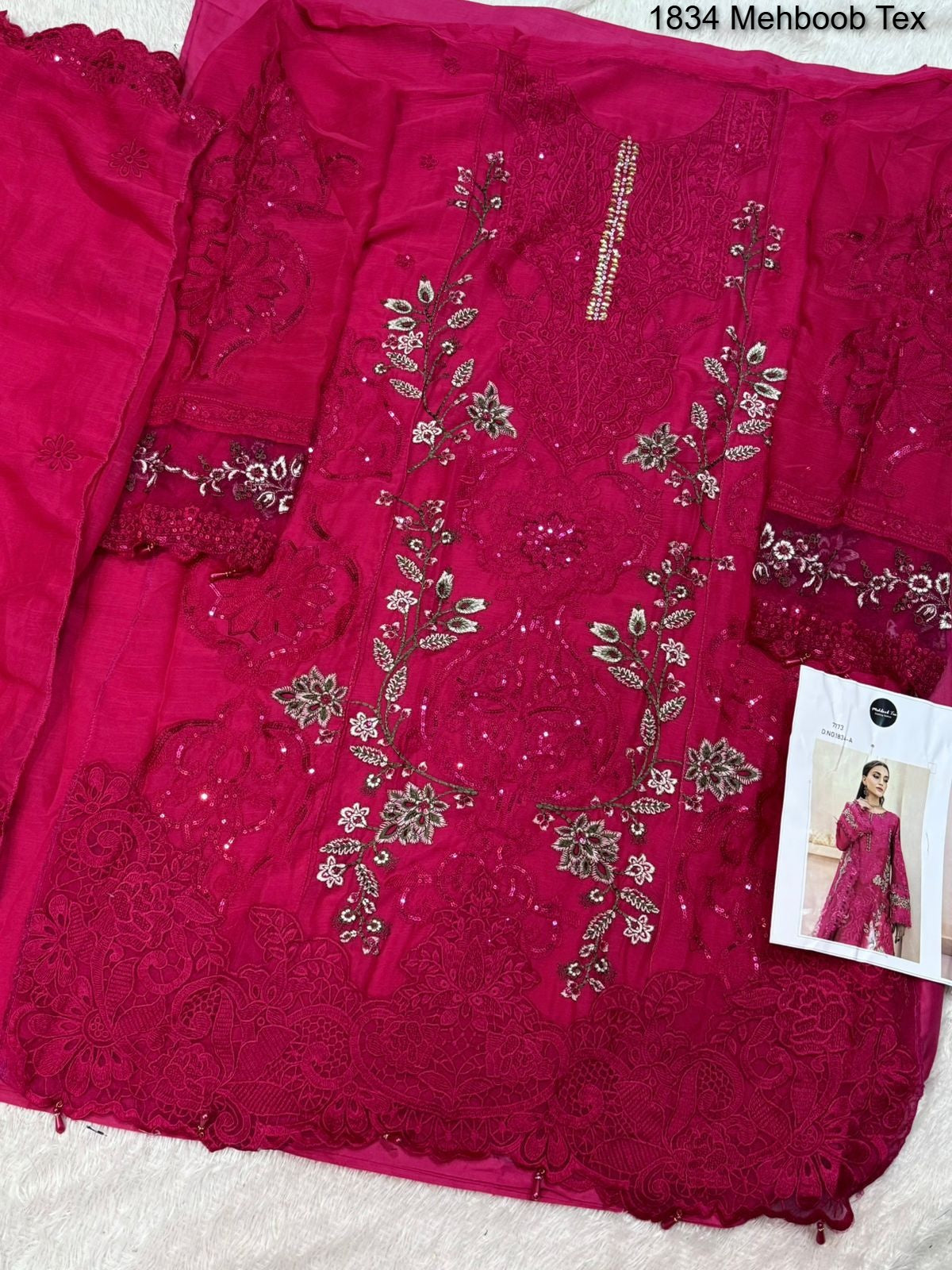 1834-A Mehboob Tex Denting Chiffon Pakistani Salwar Suits