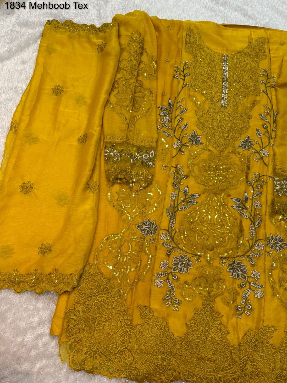 1834-D Mehboob Tex Denting Chiffon Pakistani Salwar Suits