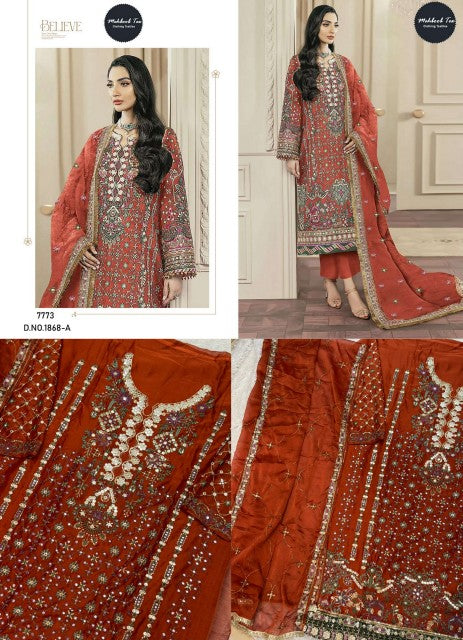 1868-A Mehboob Tex Denting Chiffon Pakistani Salwar Suits