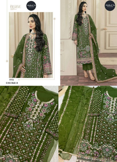 1868-B Mehboob Tex Denting Chiffon Pakistani Salwar Suits