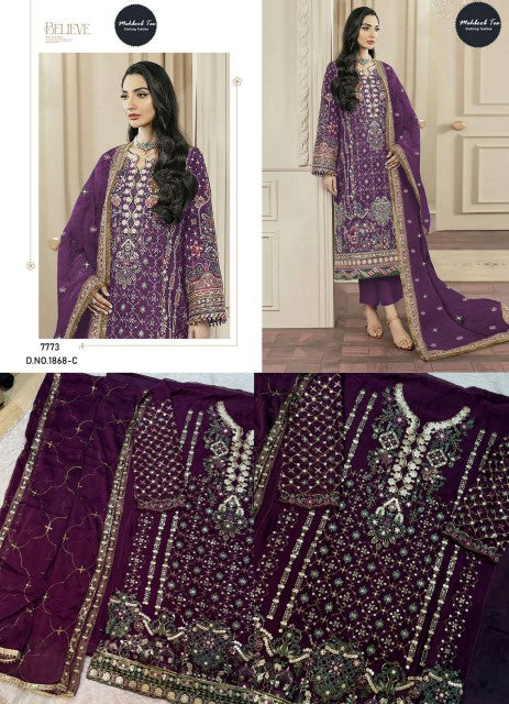 1868-C Mehboob Tex Denting Chiffon Pakistani Salwar Suits