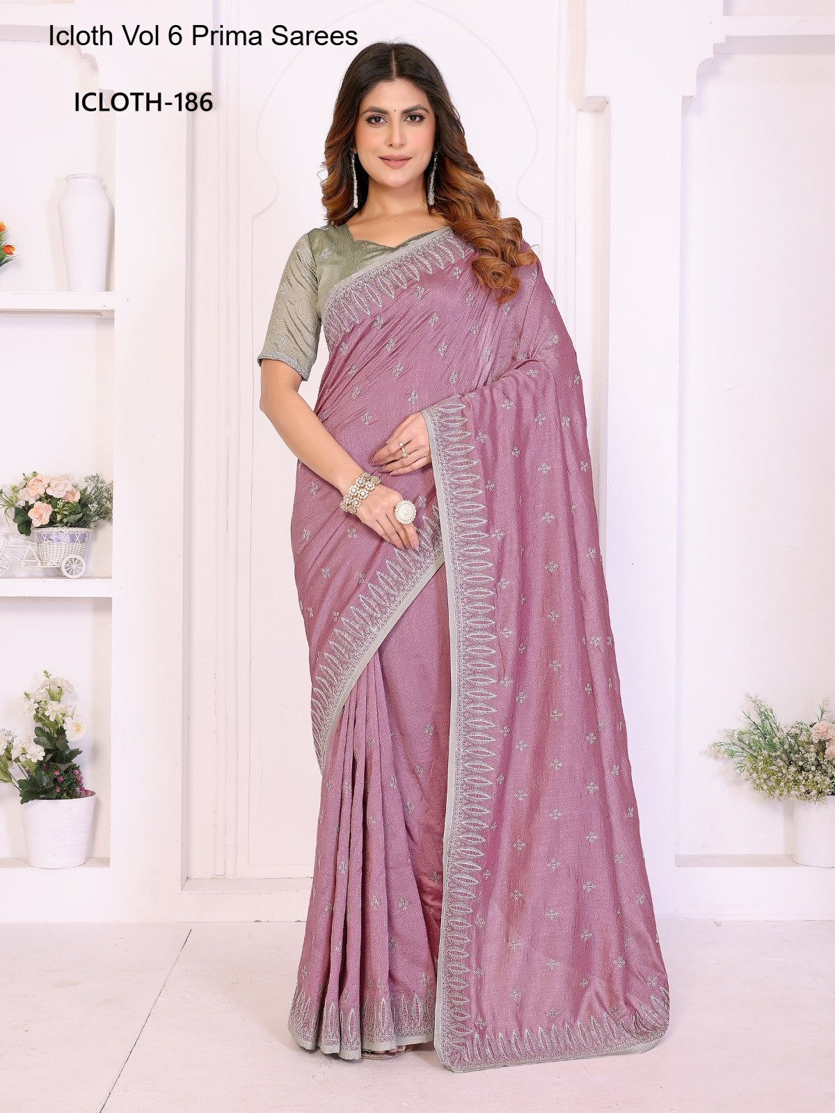 186 Icloth Vol 6 Prima Vichitra Silk Sarees