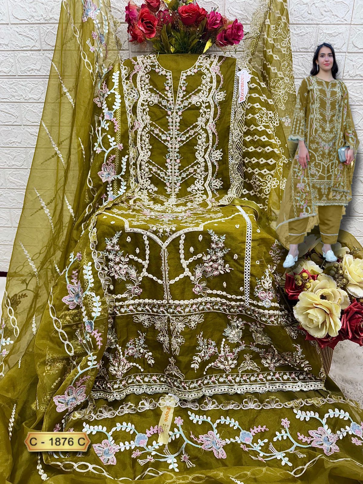 1876C Rosemeen Fepic Organza Pakistani Salwar Suits