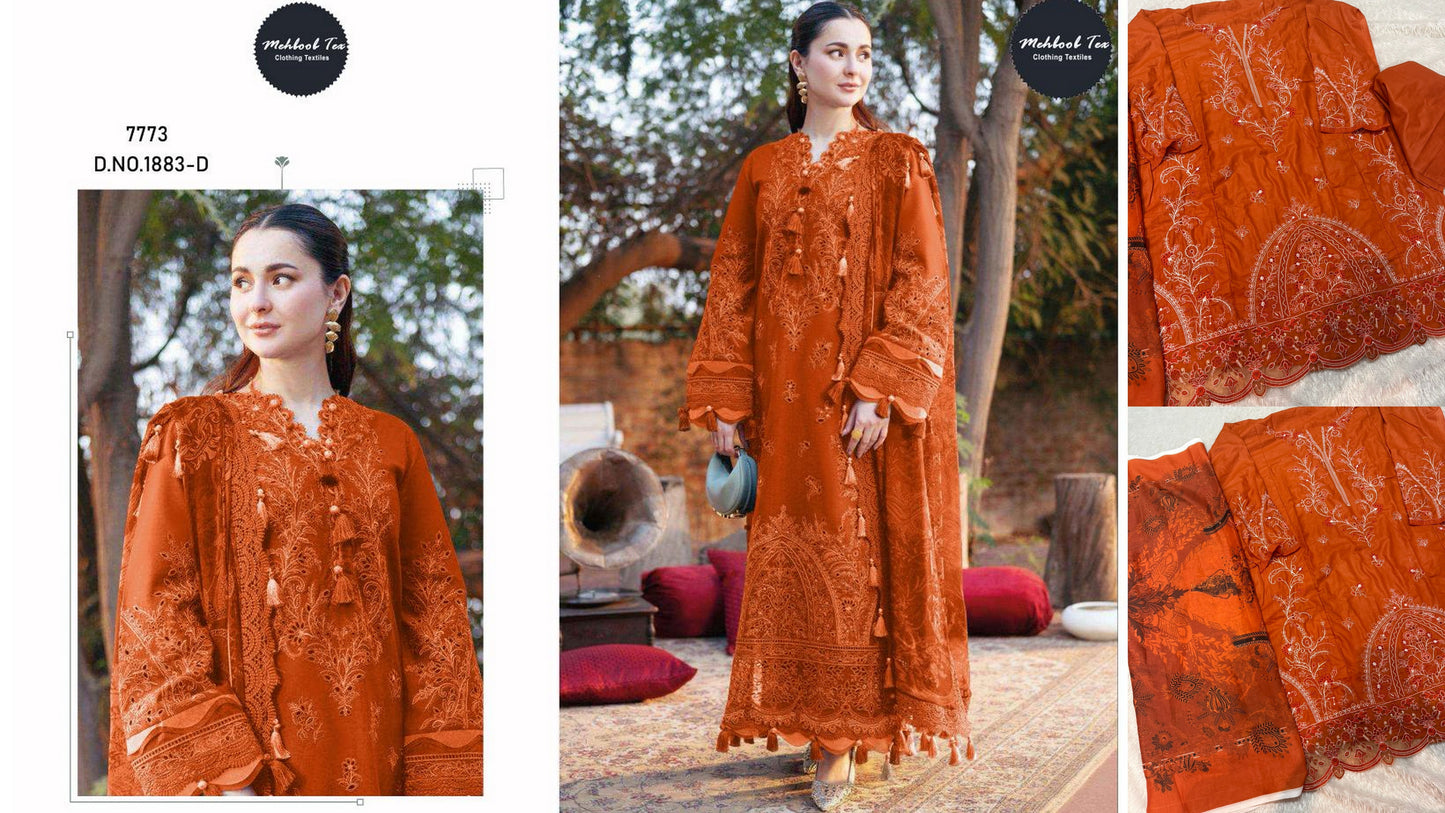 1883-D Mehboob Tex Cambric Cotton Pakistani Salwar Suits