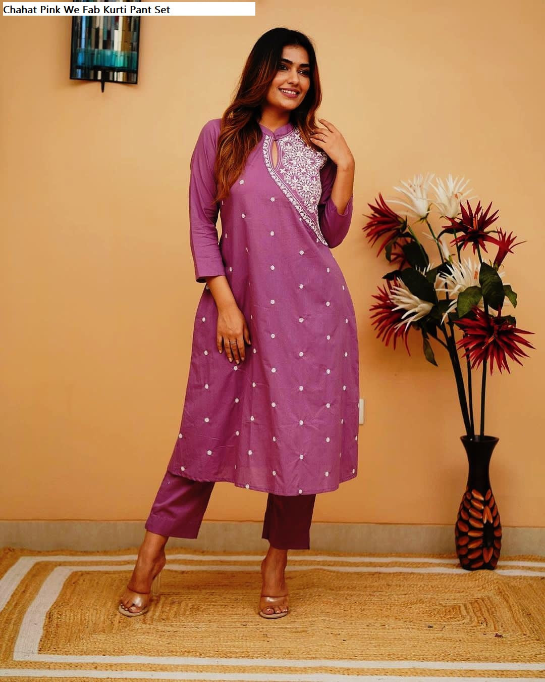 Chahat Pink We Fab Kurti Pant Set