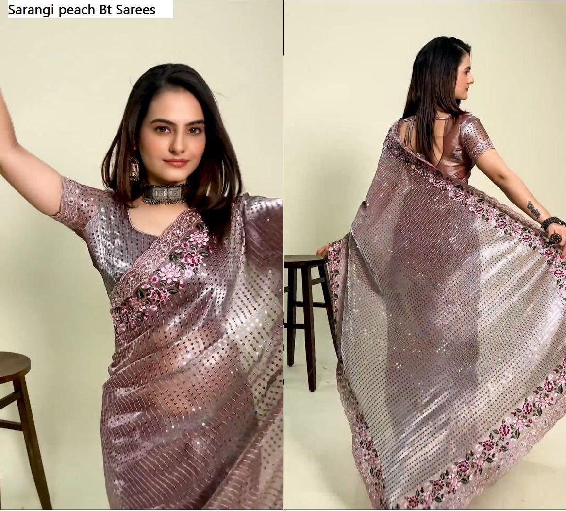 Sarangi Peach Bt Sarees