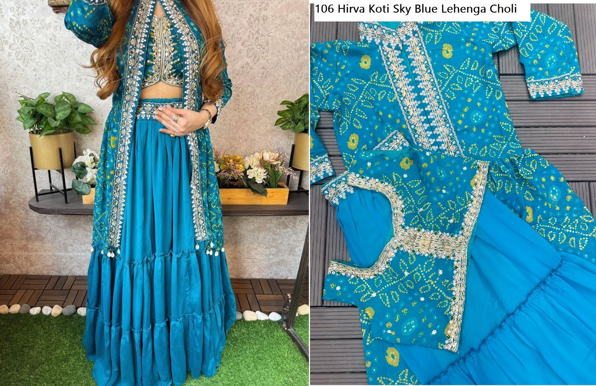 106 Sky Blue Hirva Koti Lehenga Choli