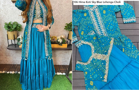 106 Sky Blue Hirva Koti Lehenga Choli