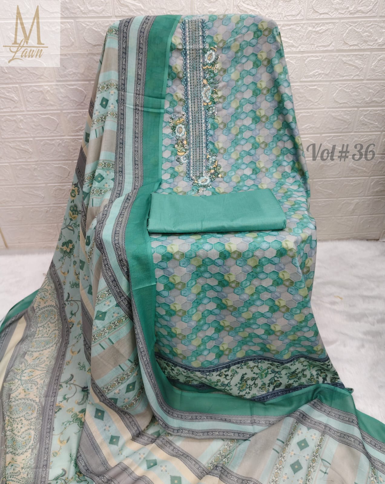 Vol 37 Sky Blue M Lawn Pakistani Salwar Suits