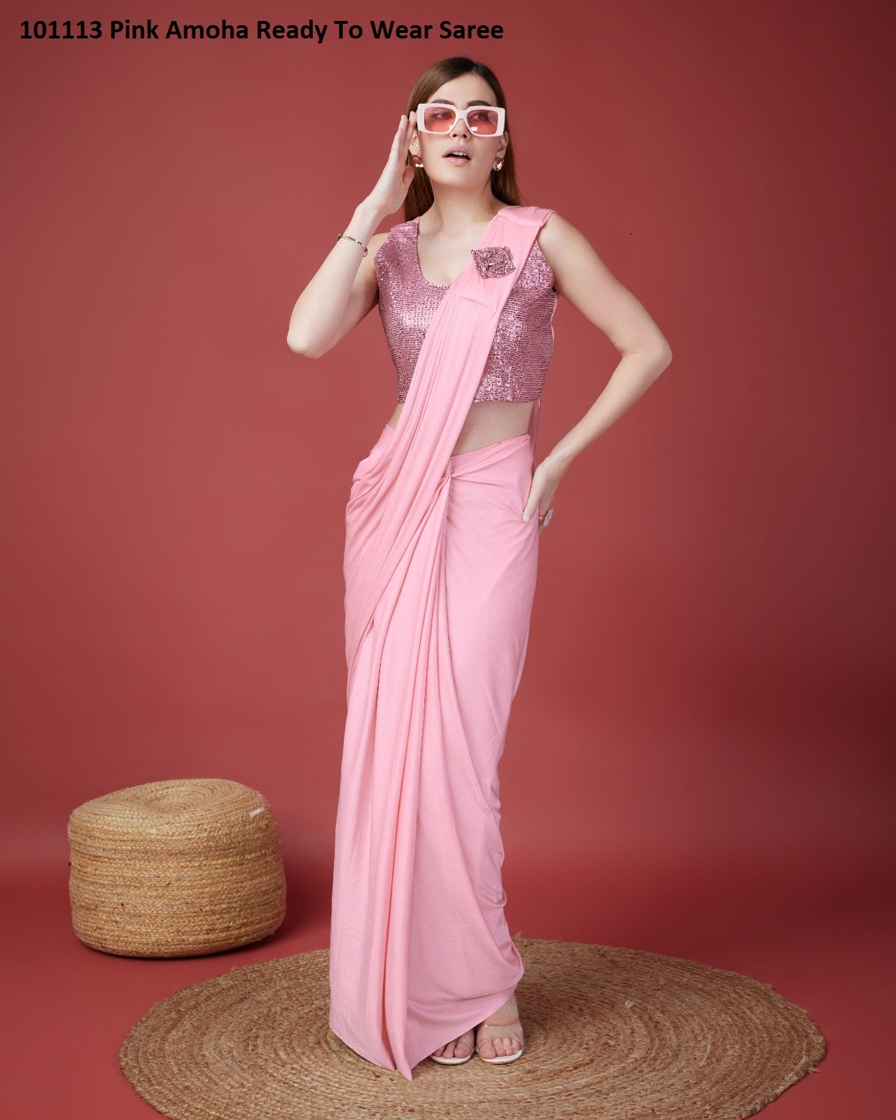 101113Pink Amoha Ready To Wear Saree