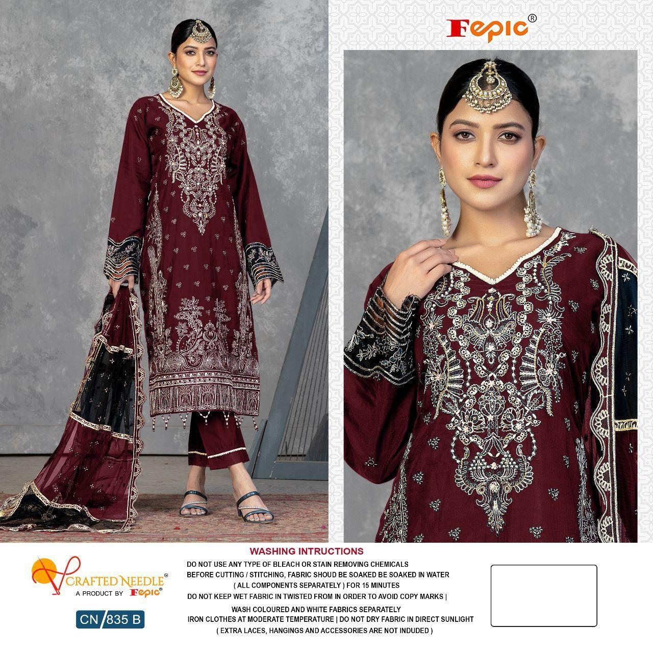 Cn- 835-B Crafted Needle Pakistani Readymade Suits