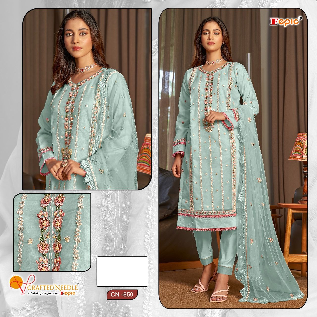 Cn-850 Crafted Needle Pakistani Readymade Suits